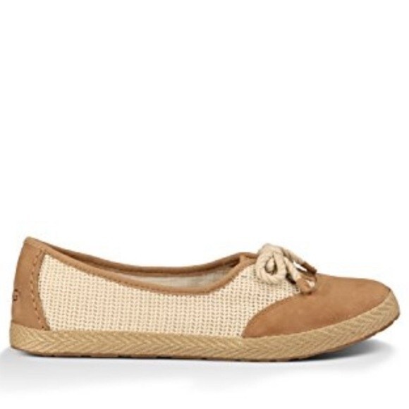UGG Catrin Crochet Slip-ons  Textile and Nubuck Flats  in Chestnut 10 NWOB - Picture 1 of 8